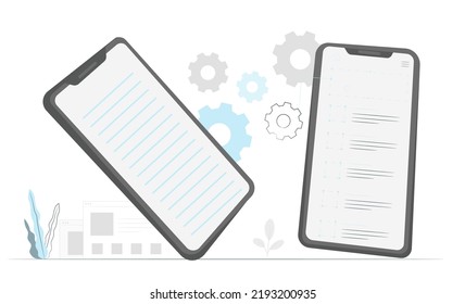 Mobile and laptop marketing concept vector illustrations design elements
