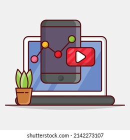 mobile laptop Vector illustration on a transparent background.Premium quality symbols. vector line flat  icon for concept and graphic design.