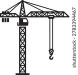 Mobile lattice boom crane heavy construction vehicle illustration