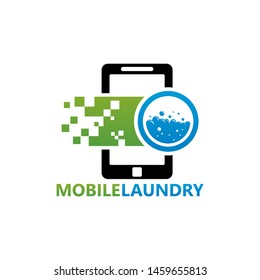 Mobile Laundry Logo Template Design Vector, Emblem, Design Concept, Creative Symbol, Icon