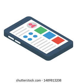 Mobile layout icon in isometric design.