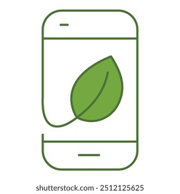 Mobile Leaf Editable Line Icons. Green Technology, Net Zero, Carbon Neutral and Environmental Sustainability Concept in Minimal Style. Thin Outline Icons Collection