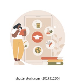 Mobile learning abstract concept vector illustration. M-learning application, portable device, educational trend, assignment, individual plan, group lesson, immediate feedback abstract metaphor.