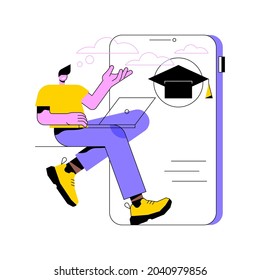 Mobile learning abstract concept vector illustration. M-learning application, portable device, educational trend, assignment, individual plan, group lesson, immediate feedback abstract metaphor.