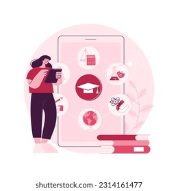 Mobile learning abstract concept vector illustration. M-learning application, portable device, educational trend, assignment, individual plan, group lesson, immediate feedback abstract metaphor.
