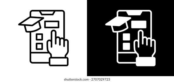 Ícone de Aplicativos de Aprendizado Móvel Ilustração de Vetor em Branco