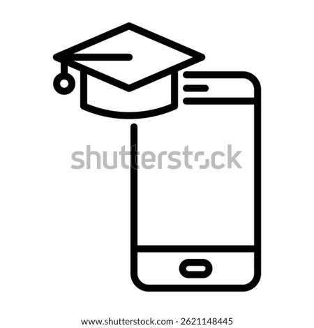 Mobile learning education with graduation cap icon	
