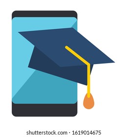 Mobile Learning flat color vector icon