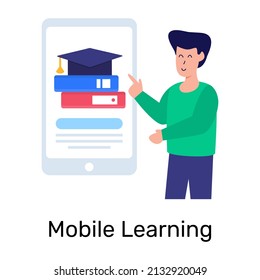 Mobile learning flat icon is easy to use and download 

