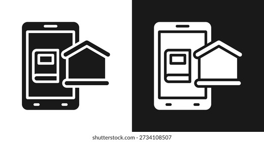 Icono de aprendizaje móvil en estilo de glifo blanco y negro