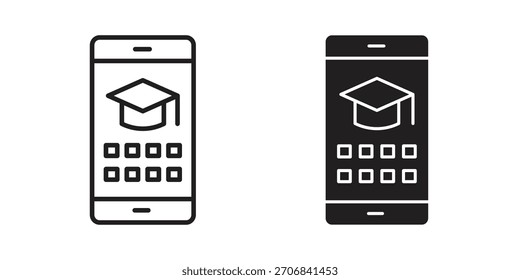 Diseño de símbolo de contorno de concepto de icono de aprendizaje móvil. Ilustración de elemento simple.