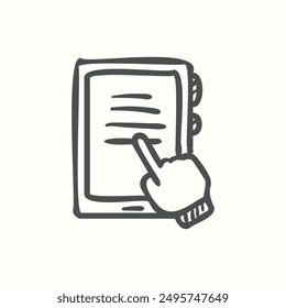 mobile learning icon, isolated handdrawn icon theme learning