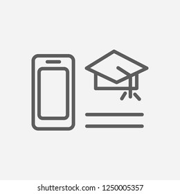 Mobile learning icon line symbol. Isolated vector illustration of  icon sign concept for your web site mobile app logo UI design.
