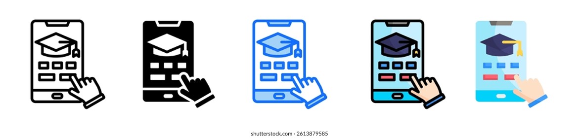 Mobile Learning Icon Set Multiple Style Collection