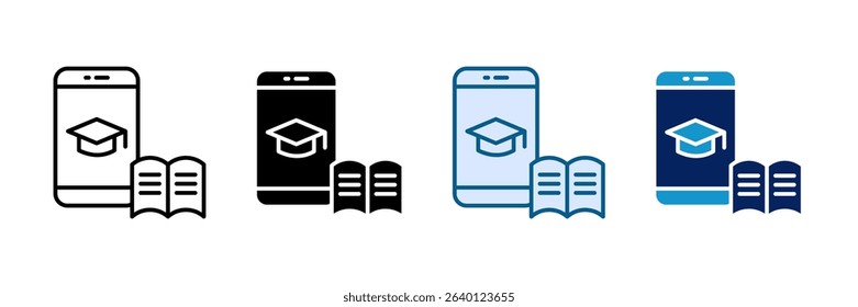 Mobile Learning Icon Set Multiple Style Collection