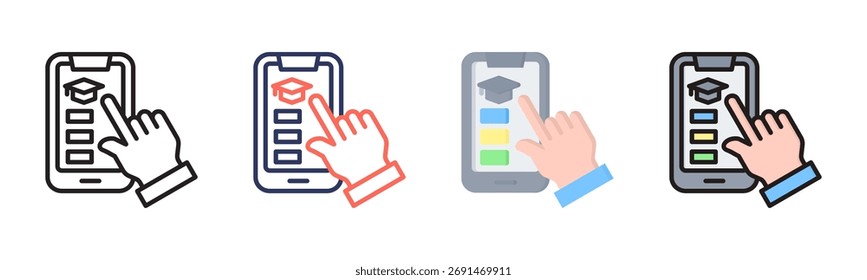 Mobile Learning icon set multiple style collection