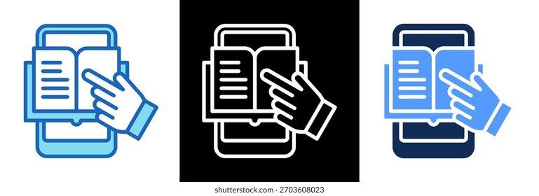 Mobile Learning Icon tripplestyle Vector Illustration