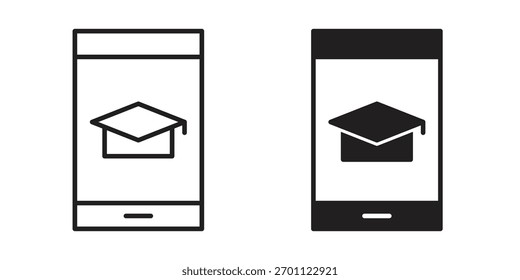 Mobile learning icon vector glyph flat and trendy stroke line pack
