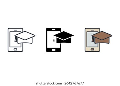Iconos de aprendizaje móvil aislados sobre fondo blanco. Diseño de estilo plano
