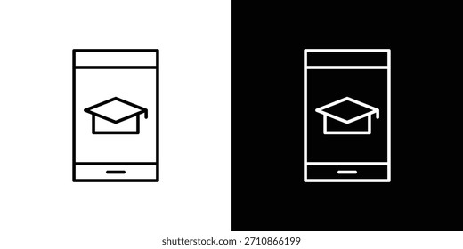 Iconos de aprendizaje móvil. iconos de vector de dibujo de línea
