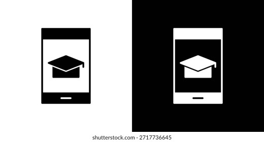 Design de silhueta de ícones de aprendizagem móvel. Símbolo de Glifo em Preto e Branco.