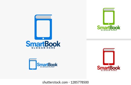 Mobile Learning logo template, Mobile Book logo designs vector