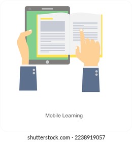 Mobile Learning and online icon concept
