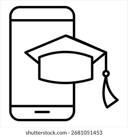 Mobile Learning Outline Icon Illustration Vector