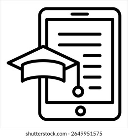 Mobile Learning Anzeigen eines Smartphones mit Graduierungskappe auf dem Bildschirm, einzelnes Symbol