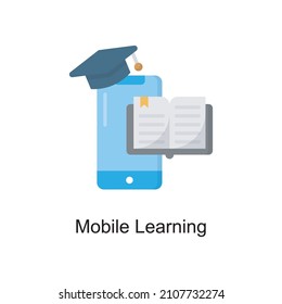 Mobile Learning vector Flat Icon Design illustration. Educational Technology Symbol on White background EPS 10 File