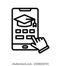 Mobile Learning Vector Lineal Icon on white background.