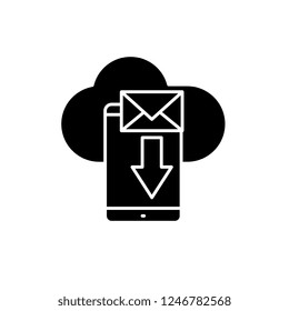 Mobile letter black icon, vector sign on isolated background. Mobile letter concept symbol, illustration 