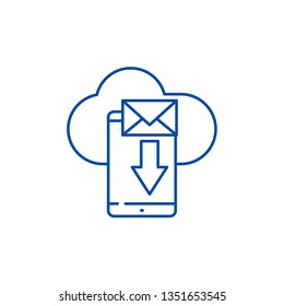 Mobile letter line icon concept. Mobile letter flat  vector symbol, sign, outline illustration.