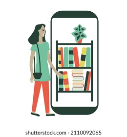 Mobile library simple vector illustration