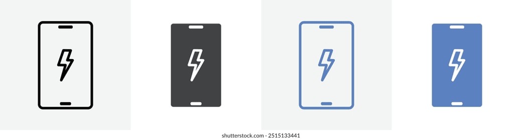 mobile with lightning icon vector set use for web ui or app