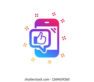 Mobile like icon. Thumbs up sign. Positive feedback symbol. Dynamic shapes. Gradient design mobile like icon. Classic style. Vector