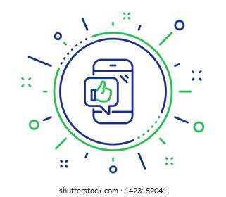 Mobile like line icon. Thumbs up sign. Positive feedback symbol. Quality design elements. Technology mobile like button. Editable stroke. Vector
