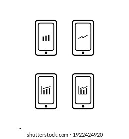 icono de línea móvil con un tema de negocios. gráficos de ingresos combinados. icono adecuado para web, aplicaciones móviles, etc.