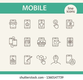 Mobile line icon set. Technology concept. Vector illustrations can be used for topics like internet, modern technology, computer systems