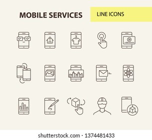 Mobile line icon set. Technology concept. Vector illustrations can be used for topics like internet, modern technology, computer systems