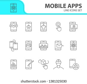 Mobile line icon set. Technology concept. Vector illustrations can be used for topics like internet, modern technology, computer systems