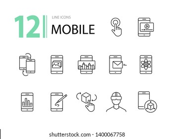 Mobile line icon set. Technology concept. Vector illustrations can be used for topics like internet, modern technology, computer systems