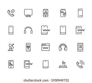 Mobile line icons set. Stroke vector elements for trendy design. Simple pictograms for mobile concept and web apps. Vector line icons isolated on a white background.