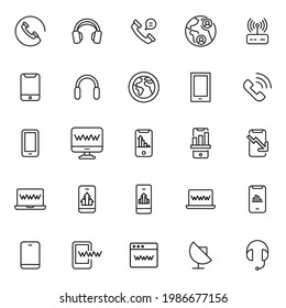 Mobile line icons set. Stroke vector elements for trendy design. Simple pictograms for mobile concept and web apps. Vector line icons isolated on a white background.