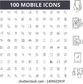 Mobile line icons, signs, vector set, outline illustration concept 