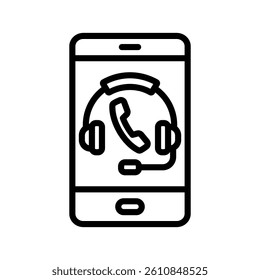 Mobile Line Vector Illustration On White Background.