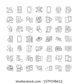 Mobile linear icons, signs, symbols vector line illustration set