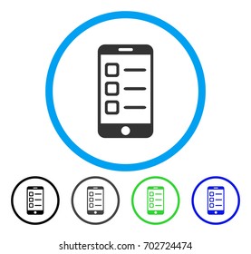 Mobile List rounded icon. Vector illustration style is a flat iconic symbol inside a circle, black, grey, blue, green versions. Designed for web and software interfaces.