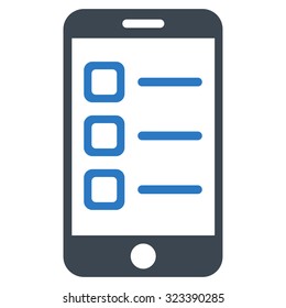Mobile List vector icon. Style is bicolor flat symbol, smooth blue colors, rounded angles, white background.
