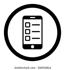 Mobile List vector icon. Style is flat rounded symbol, black color, rounded angles, white background.